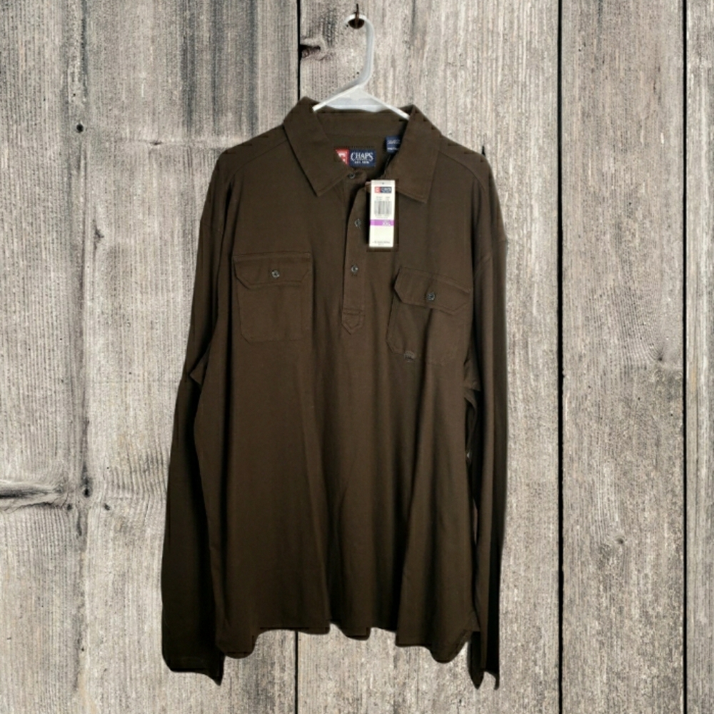 Chaps Long Sleeved Brown Shirt with Pocket…